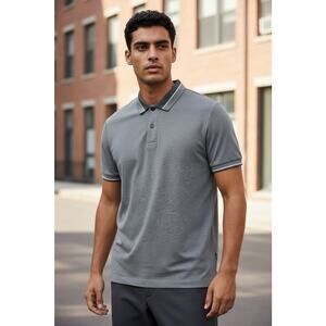 BOSS Mens Cotton Short Sleeve Polo Shirt Heather Gray Size Medium